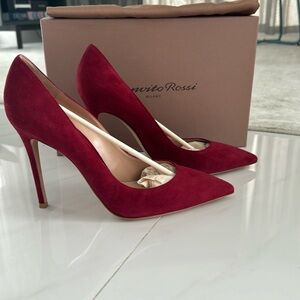 Gianvito Rossi shoes red Bordeaux suede size 40 1/2